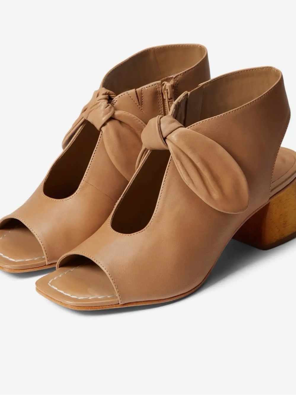 Bernardo Tan Knot Front Open-Toe Block Heel Sandals